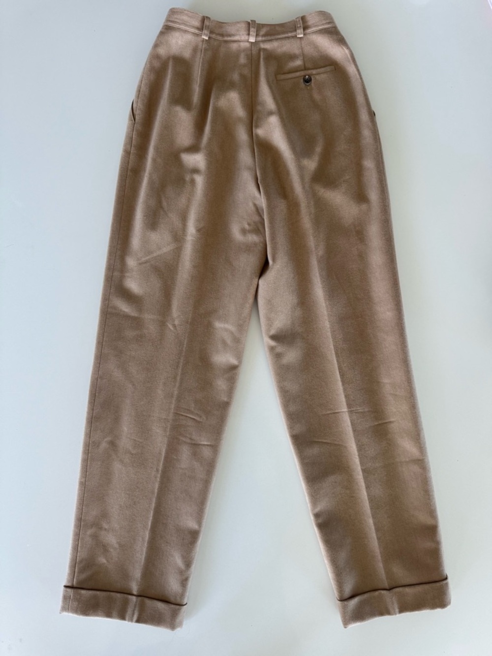 Woman’s Wool Pleated Tan Dress Pants - Picture 2 of 6
